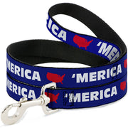 Dog Leash - 'MERICA/USA Silhouette Blue/White/Red