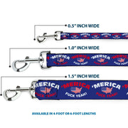 Dog Leash - 'MERICA FUCK YEAH!/USA Silhouette Blue/White/Red/US Flag