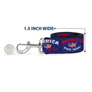 Dog Leash - 'MERICA FUCK YEAH!/USA Silhouette Blue/White/Red/US Flag