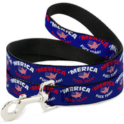 Dog Leash - 'MERICA FUCK YEAH!/USA Silhouette Blue/White/Red/US Flag