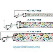 Dog Leash - 90s Nineties Grid Pattern Gray/Multi Pastel
