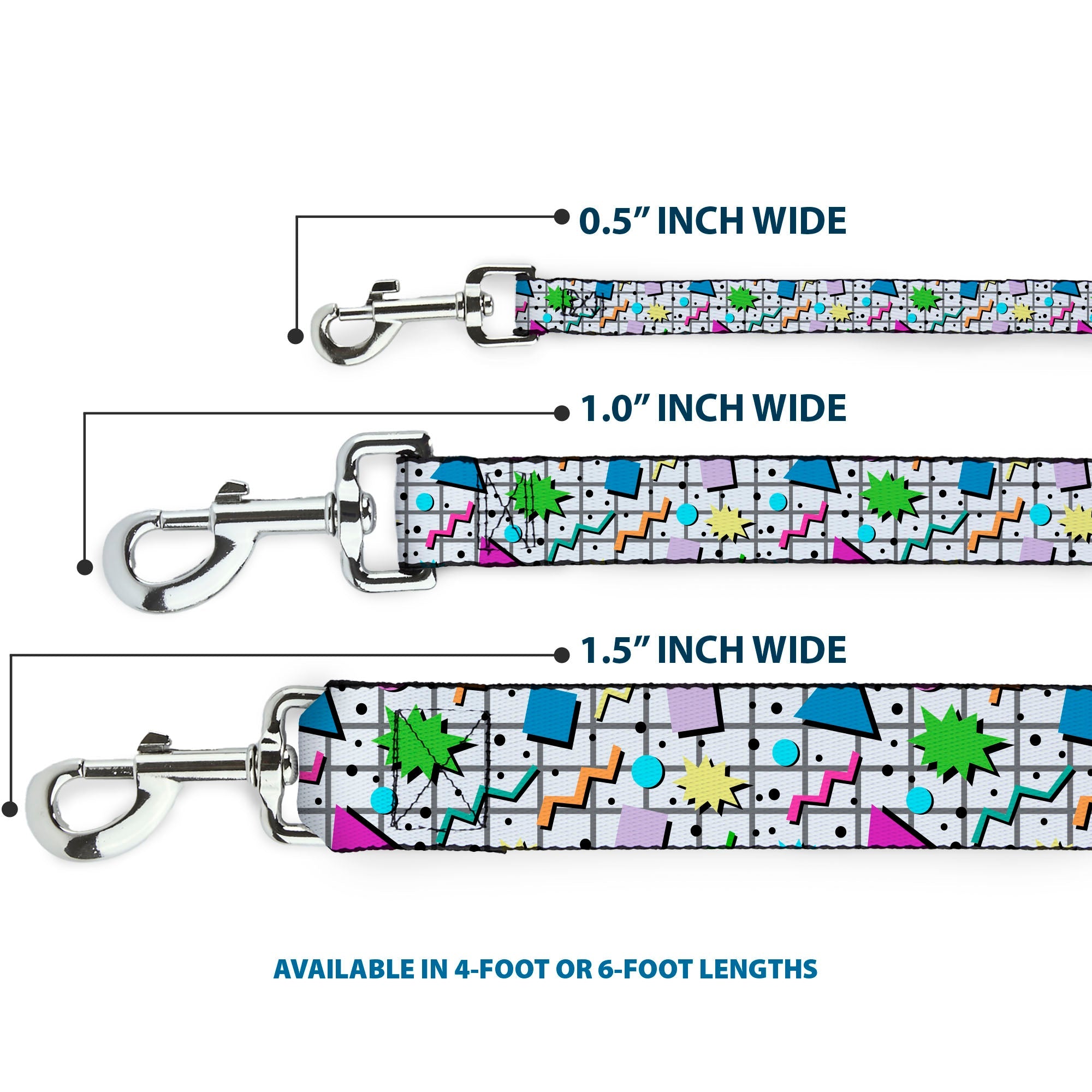 Dog Leash - 90s Nineties Grid Pattern Vibrant Gray/Multi Color