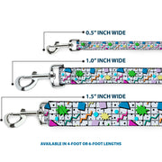 Dog Leash - 90s Nineties Grid Pattern Vibrant Gray/Multi Color