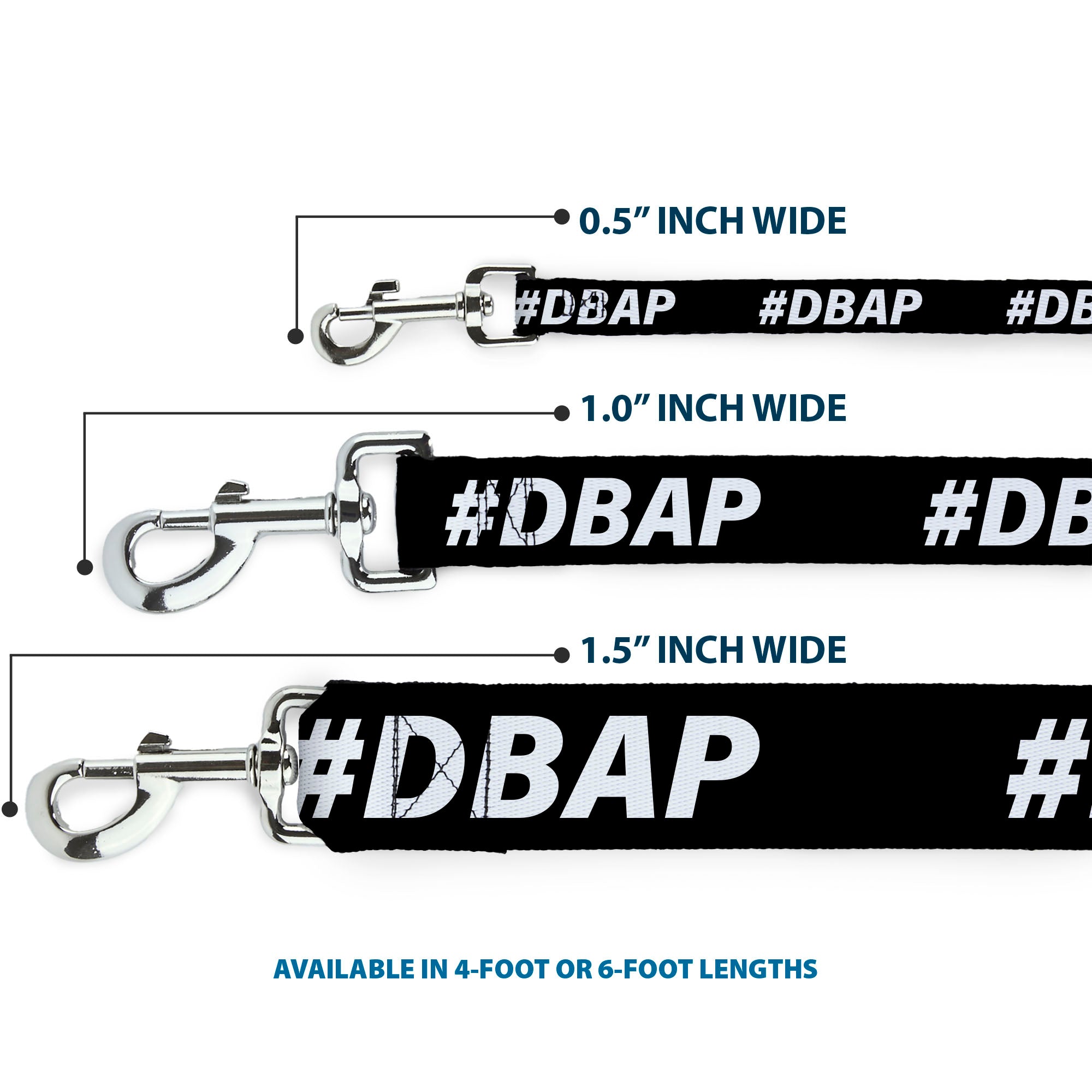 Dog Leash - #DBAP Hash Tag Text Black/White
