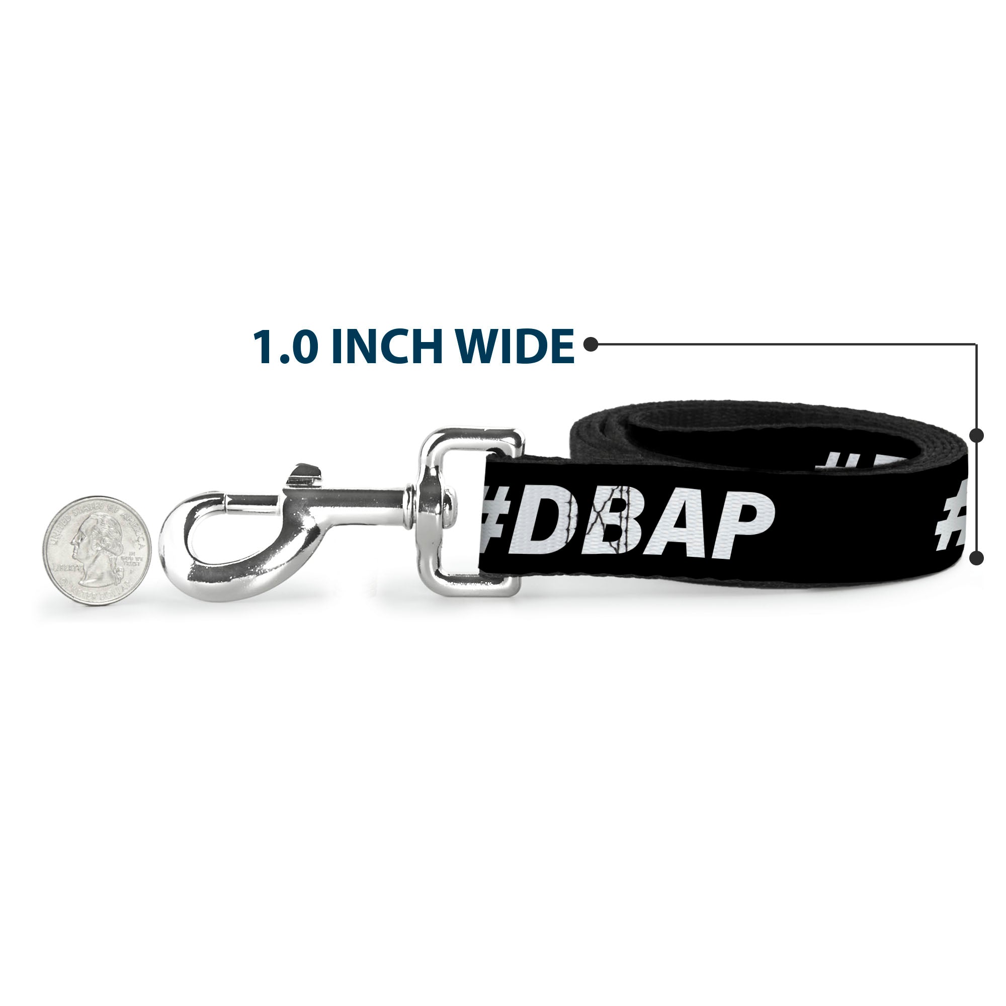 Dog Leash - #DBAP Hash Tag Text Black/White
