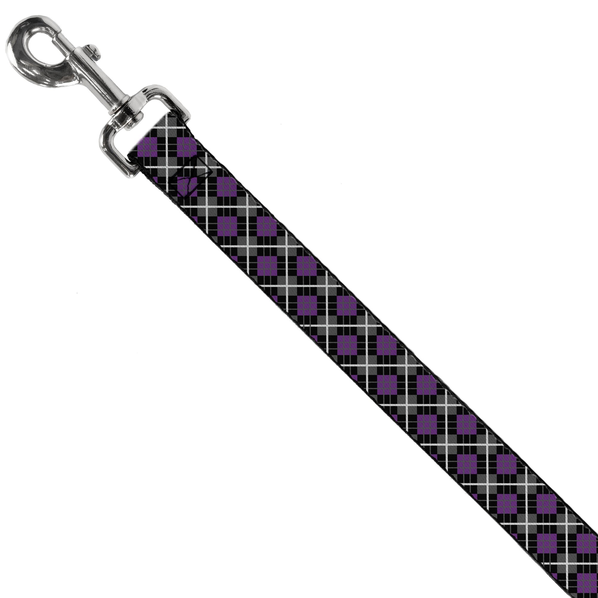 Dog Leash - Argyle Black/Gray/Purple