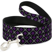 Dog Leash - Argyle Black/Gray/Purple