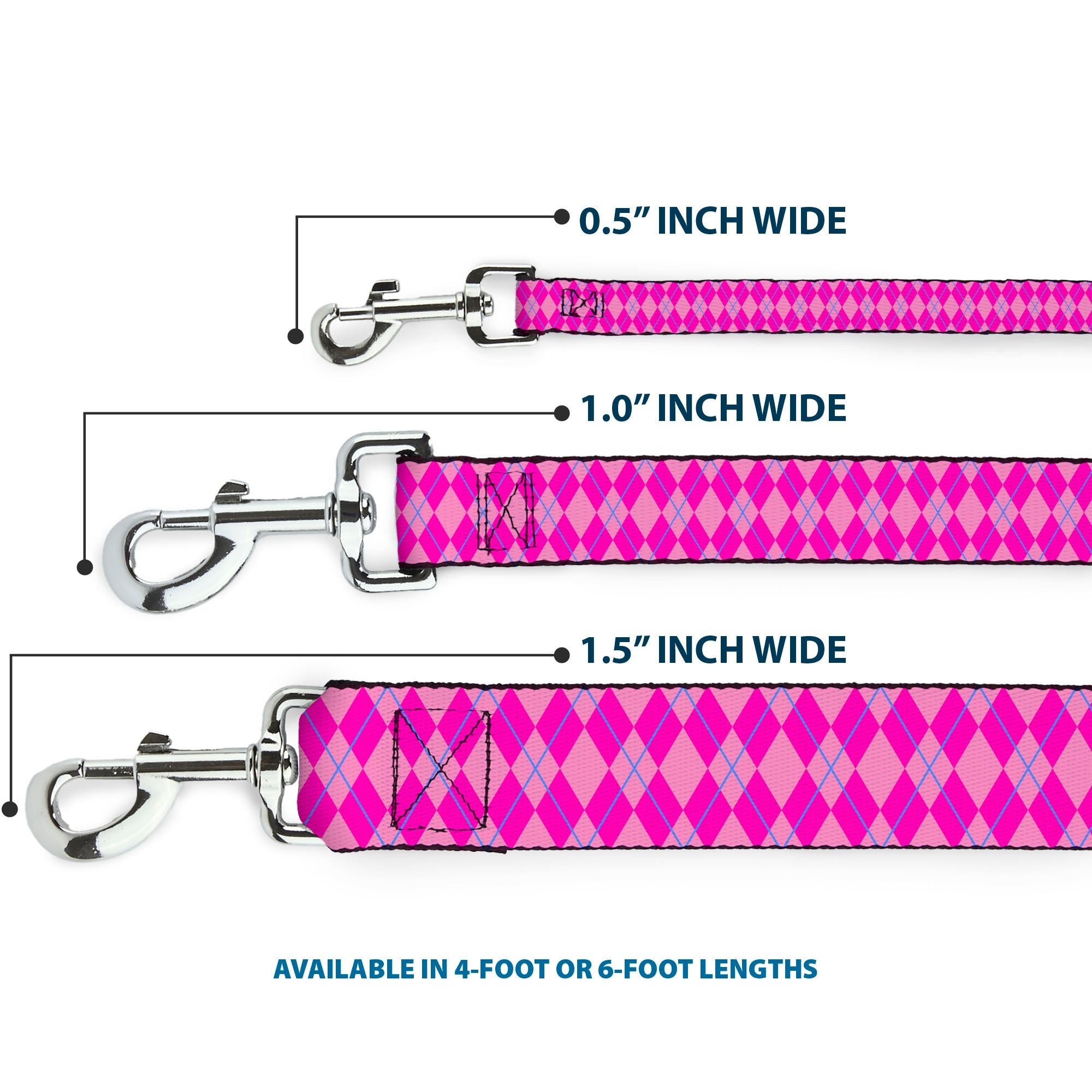 Dog Leash - Argyle Pink/Fuchsia/Blue
