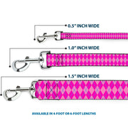 Dog Leash - Argyle Pink/Fuchsia/Blue