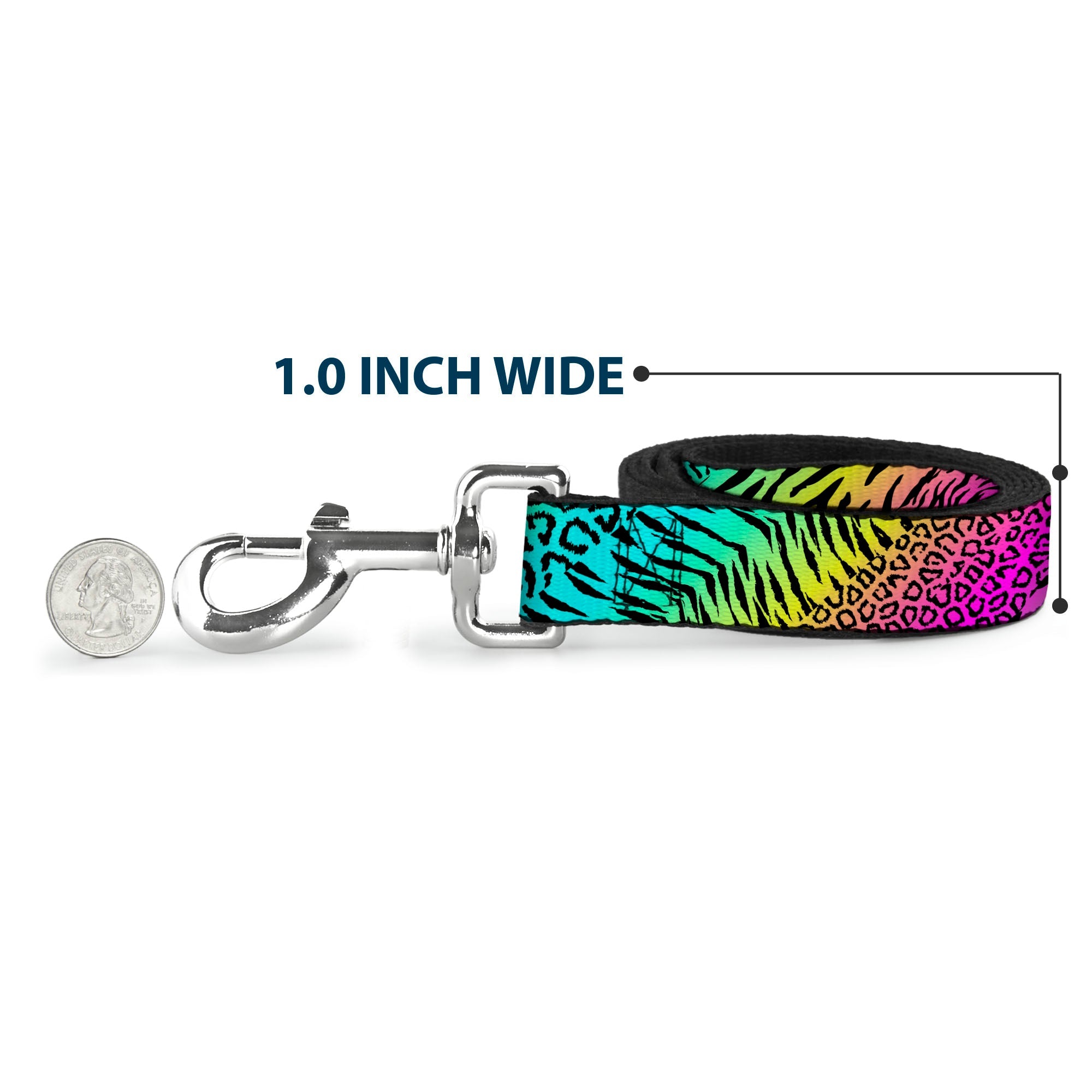 Dog Leash - Animal Skins Rainbow/Black