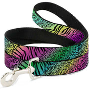Dog Leash - Animal Skins Rainbow/Black