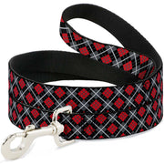 Dog Leash - Argyle Black/Gray/Red