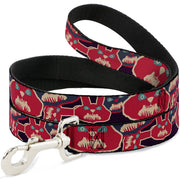 Dog Leash - Angry Bunnies CLOSE-UP Purple/Red/Blue