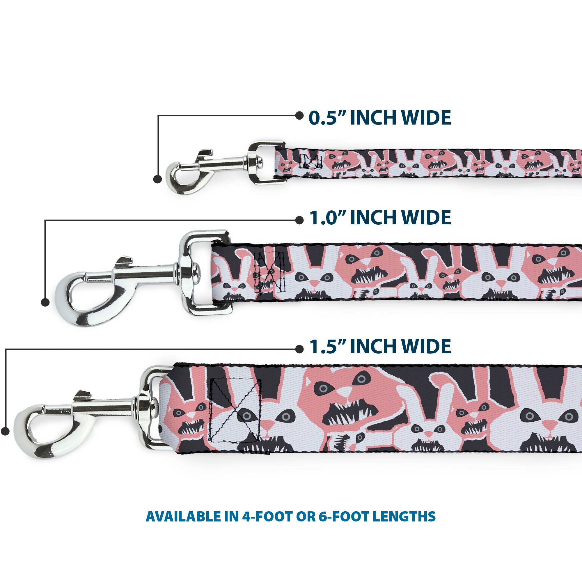 Dog Leash - Angry Bunnies Gray/Pinks