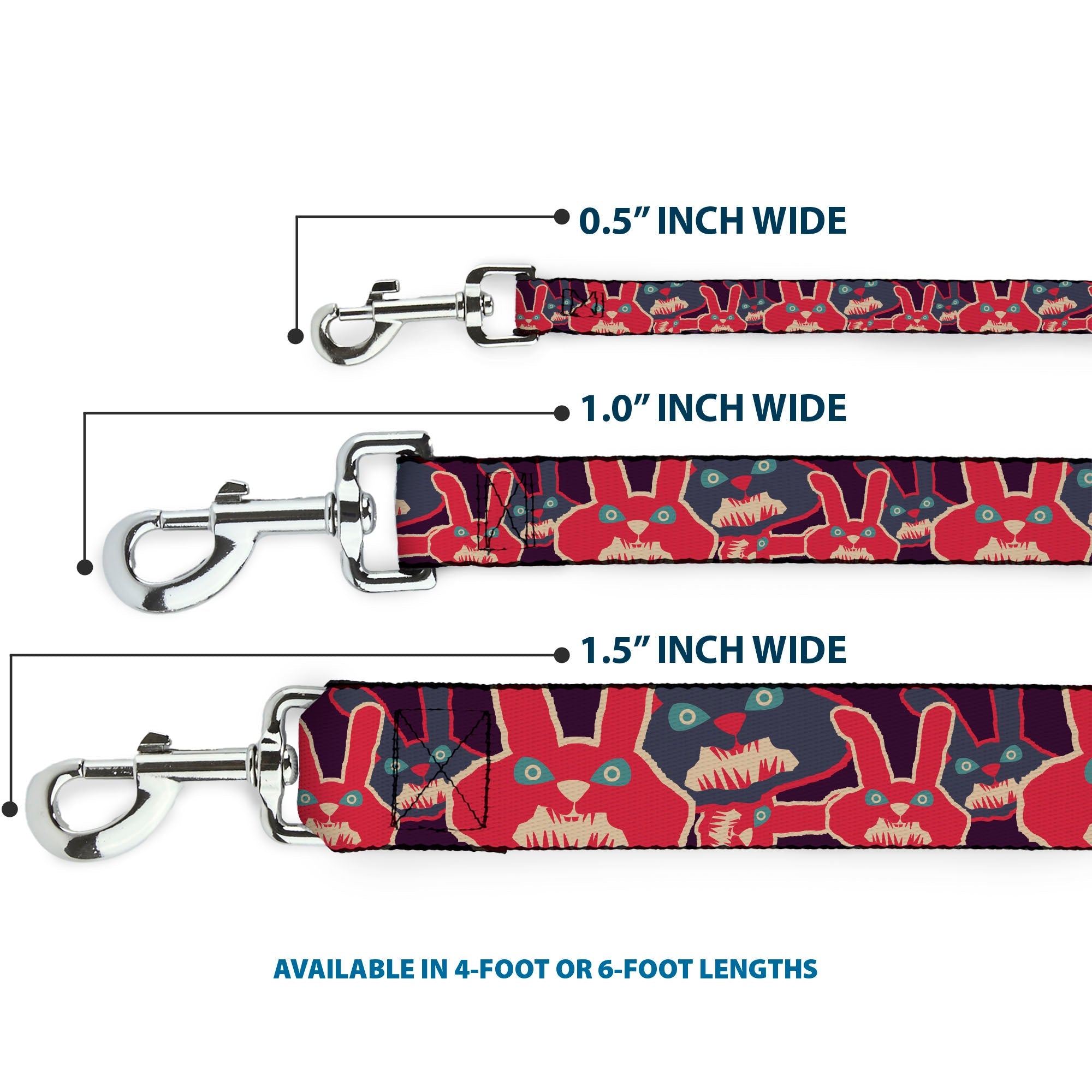 Dog Leash - Angry Bunnies Purple/Red/Blue