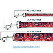 Dog Leash - Angry Bunnies Purple/Red/Blue
