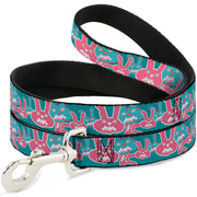 Dog Leash - Angry Bunnies Turquoise/Pinks