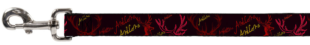 Dog Leash - Antlers Black/Burgundy/Gold