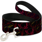 Dog Leash - Antlers Black/Burgundy/Gold