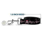 Dog Leash - Angry Girl Black/Pink