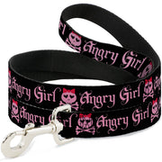 Dog Leash - Angry Girl Black/Pink