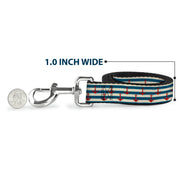 Dog Leash - Anchors w/Stripes White/Blue/Red