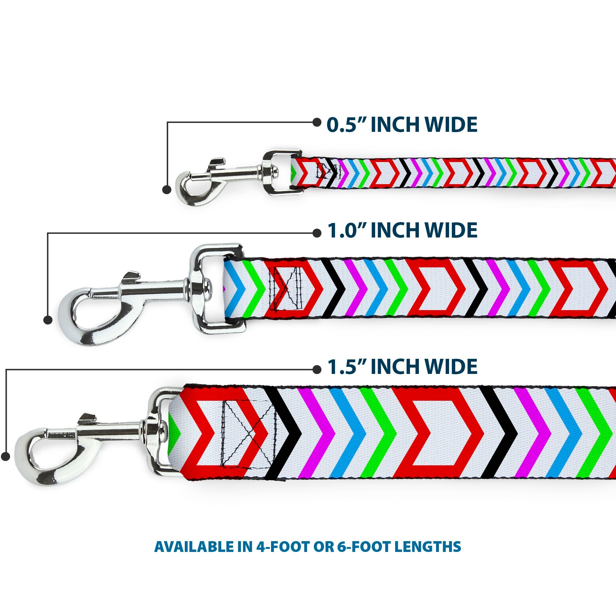 Dog Leash - Arrows White/Multi Color