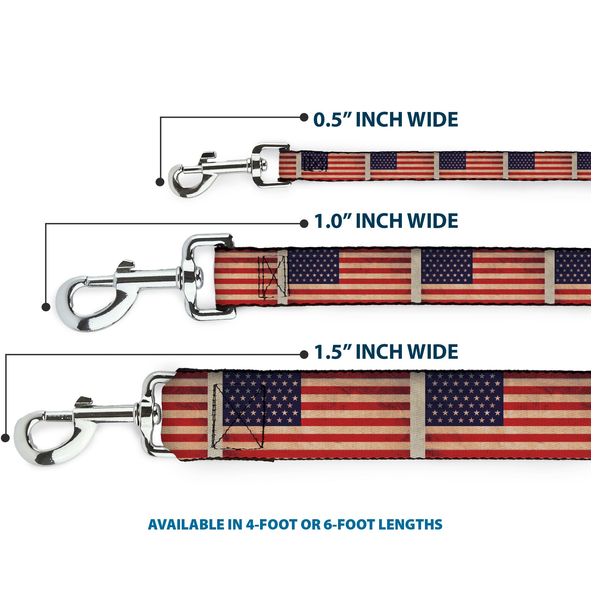 Dog Leash - American Flag Weathered Color Repeat