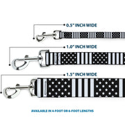 Dog Leash - American Flag CLOSE-UP Black/White