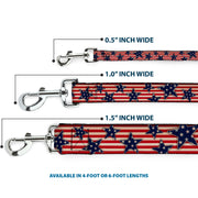 Dog Leash - Americana Stars & Stripes Red/White/Blue/White