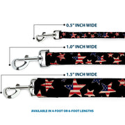 Dog Leash - Americana Stars & Flags Black/Red/White/Blue