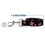 Dog Leash - Americana Stars & Flags Black/Red/White/Blue