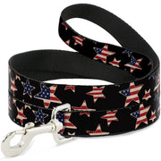 Dog Leash - Americana Stars & Flags Black/Red/White/Blue
