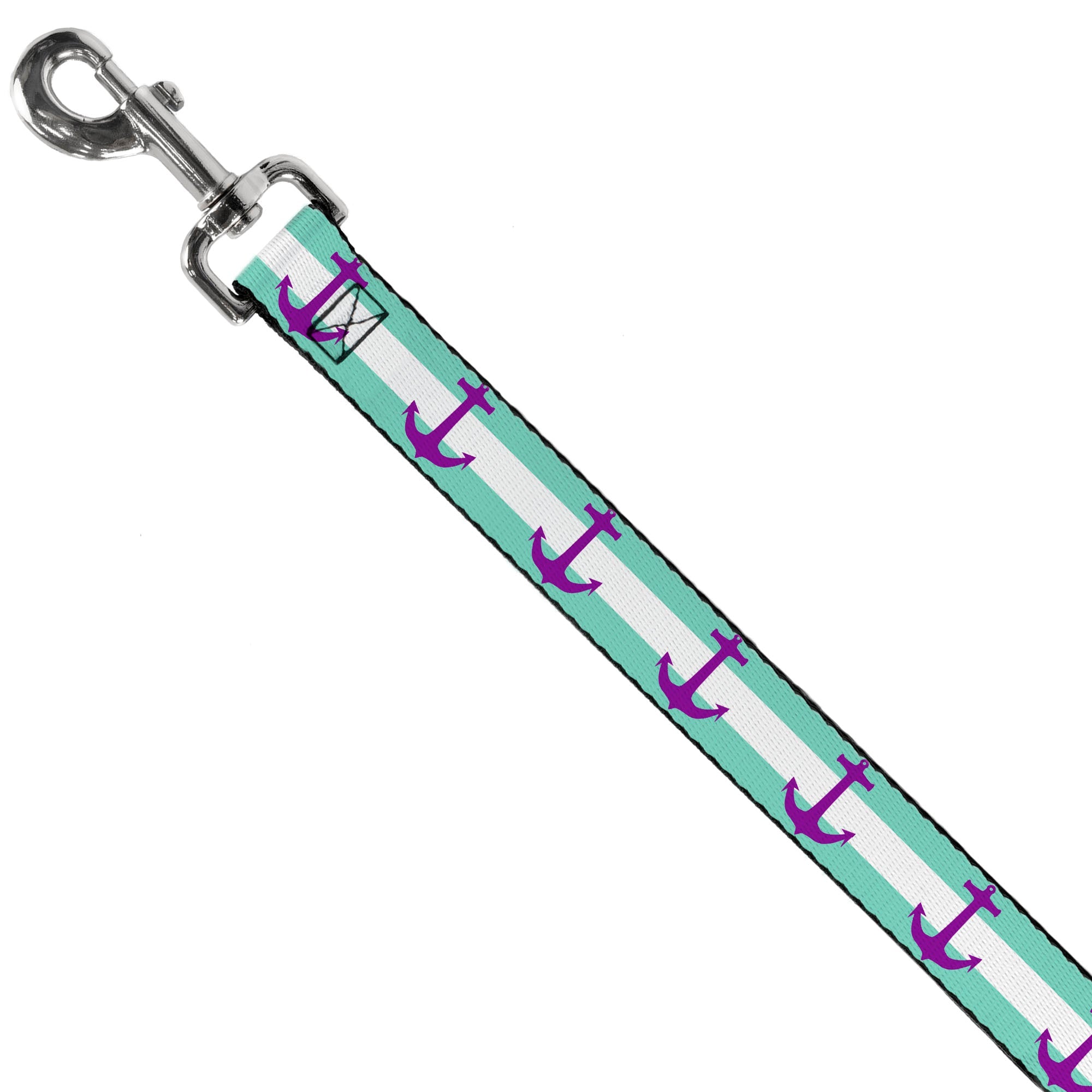 Dog Leash - Anchor/Stripe Teal/White/Purple