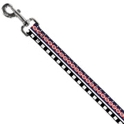 Dog Leash - Aztec13 White/Navy/Red/Black