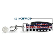 Dog Leash - Aztec13 White/Navy/Red/Black