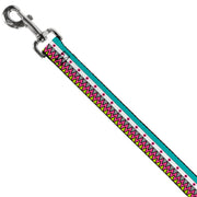 Dog Leash - Aztec 14 Seafoam Green/White/Pink/Lime Green/Black