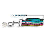 Dog Leash - Aztec 14 Seafoam Green/White/Pink/Lime Green/Black