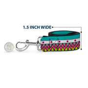 Dog Leash - Aztec 14 Seafoam Green/White/Pink/Lime Green/Black