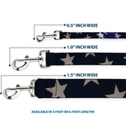 Dog Leash - American Flag Vivid Stars CLOSE-UP Blue/White