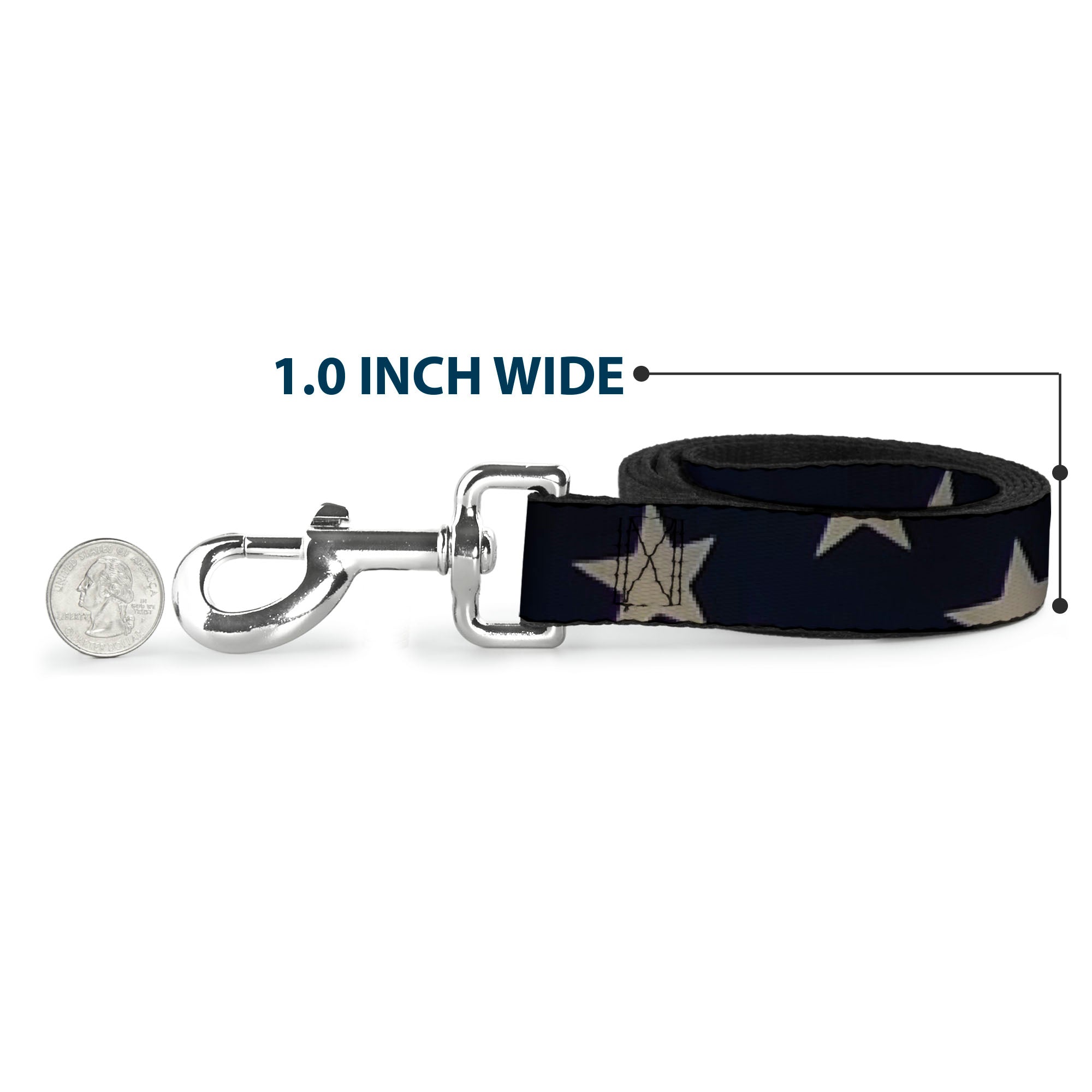 Dog Leash - American Flag Vivid Stars CLOSE-UP Blue/White