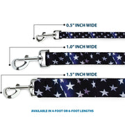 Dog Leash - American Flag Vivid Stars Blue/White