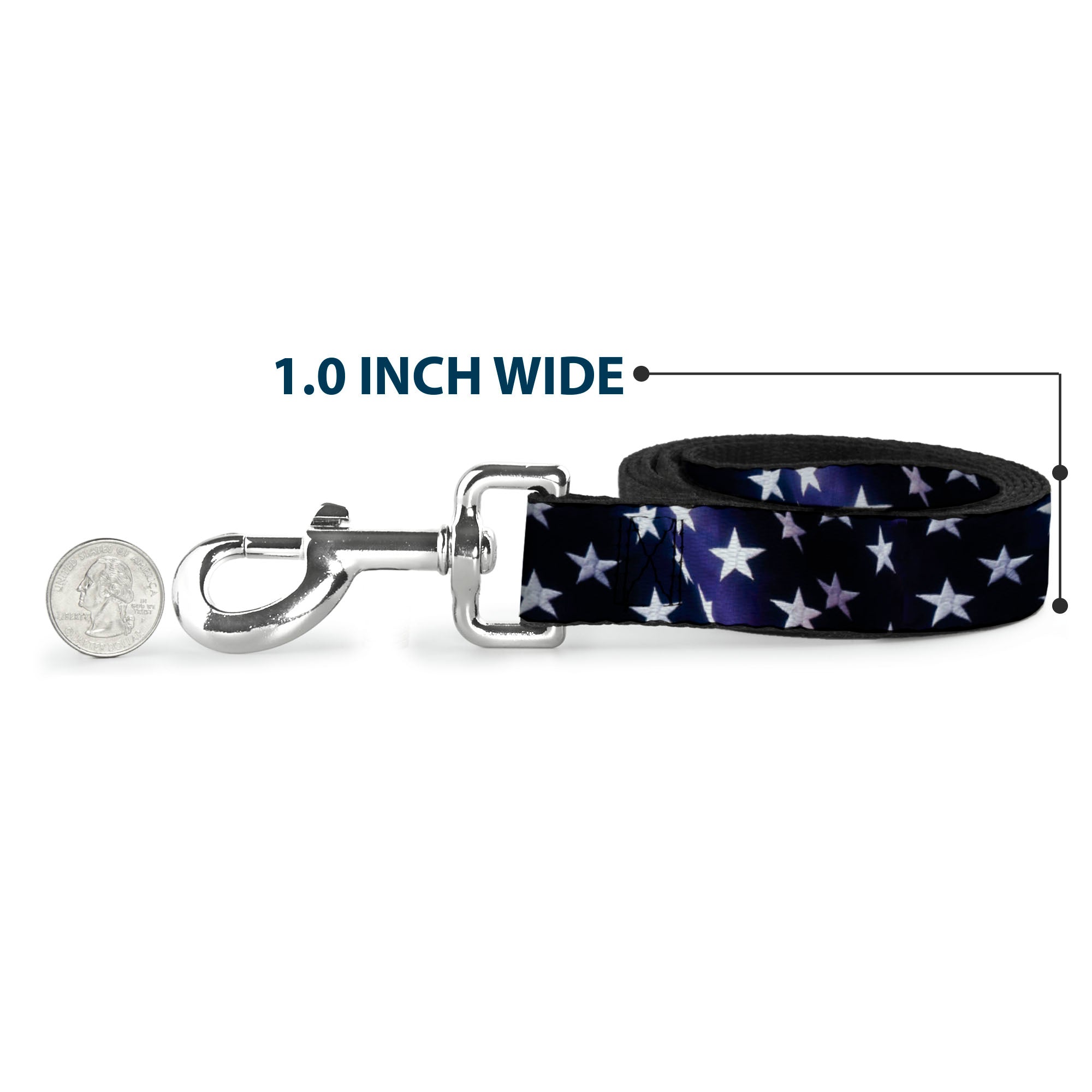 Dog Leash - American Flag Vivid Stars Blue/White