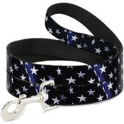 Dog Leash - American Flag Vivid Stars Blue/White