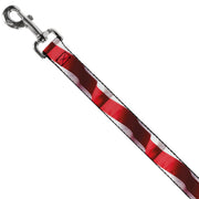 Dog Leash - American Flag Vivid Stripes CLOSE-UP Red/White