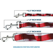 Dog Leash - American Flag Vivid Stripes CLOSE-UP Red/White