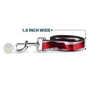 Dog Leash - American Flag Vivid Stripes CLOSE-UP Red/White