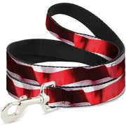 Dog Leash - American Flag Vivid Stripes CLOSE-UP Red/White
