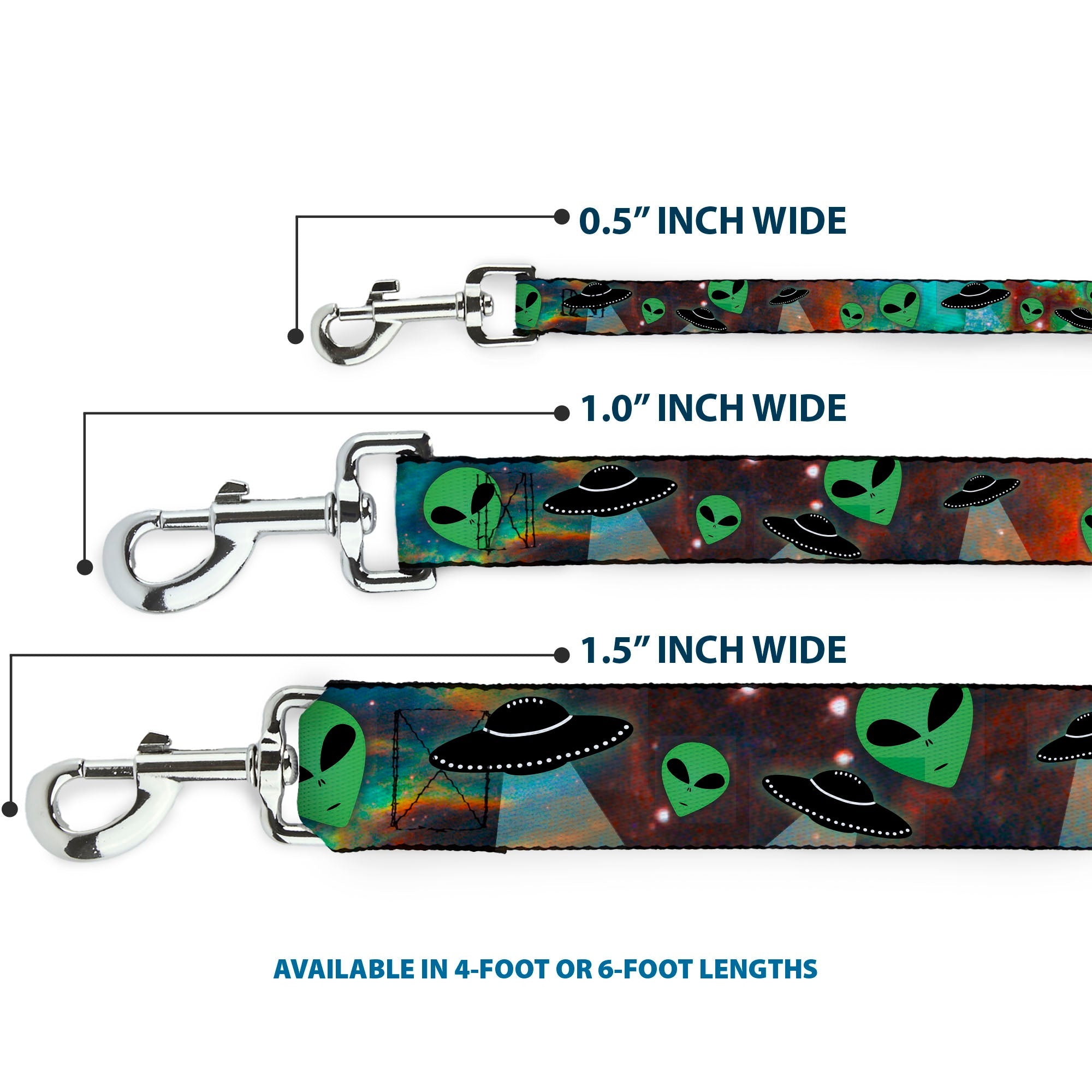 Dog Leash - Aliens & UFO's Galaxy/Green/Black/White