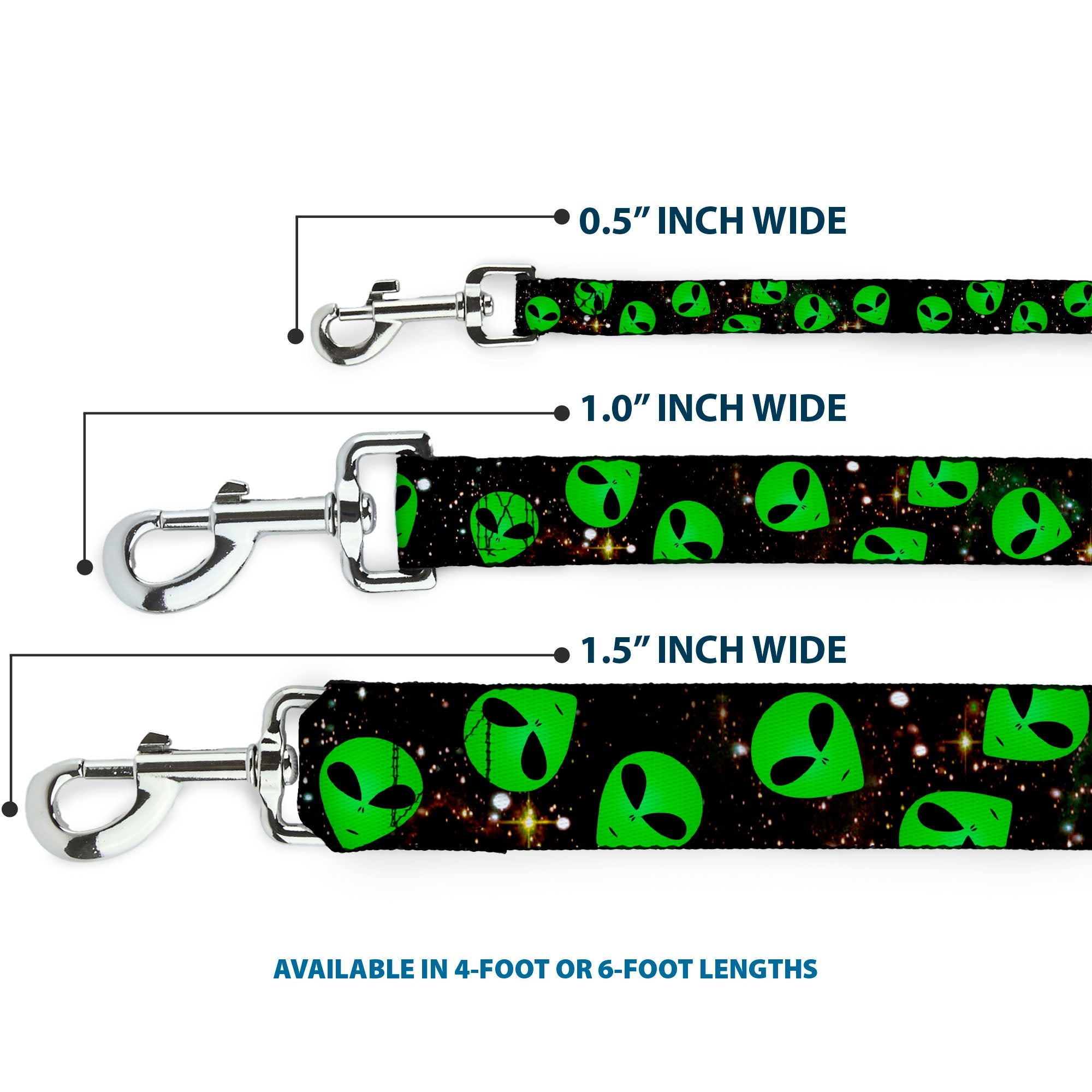 Dog Leash - Aliens Head Scattered Galaxy2/Green/Black